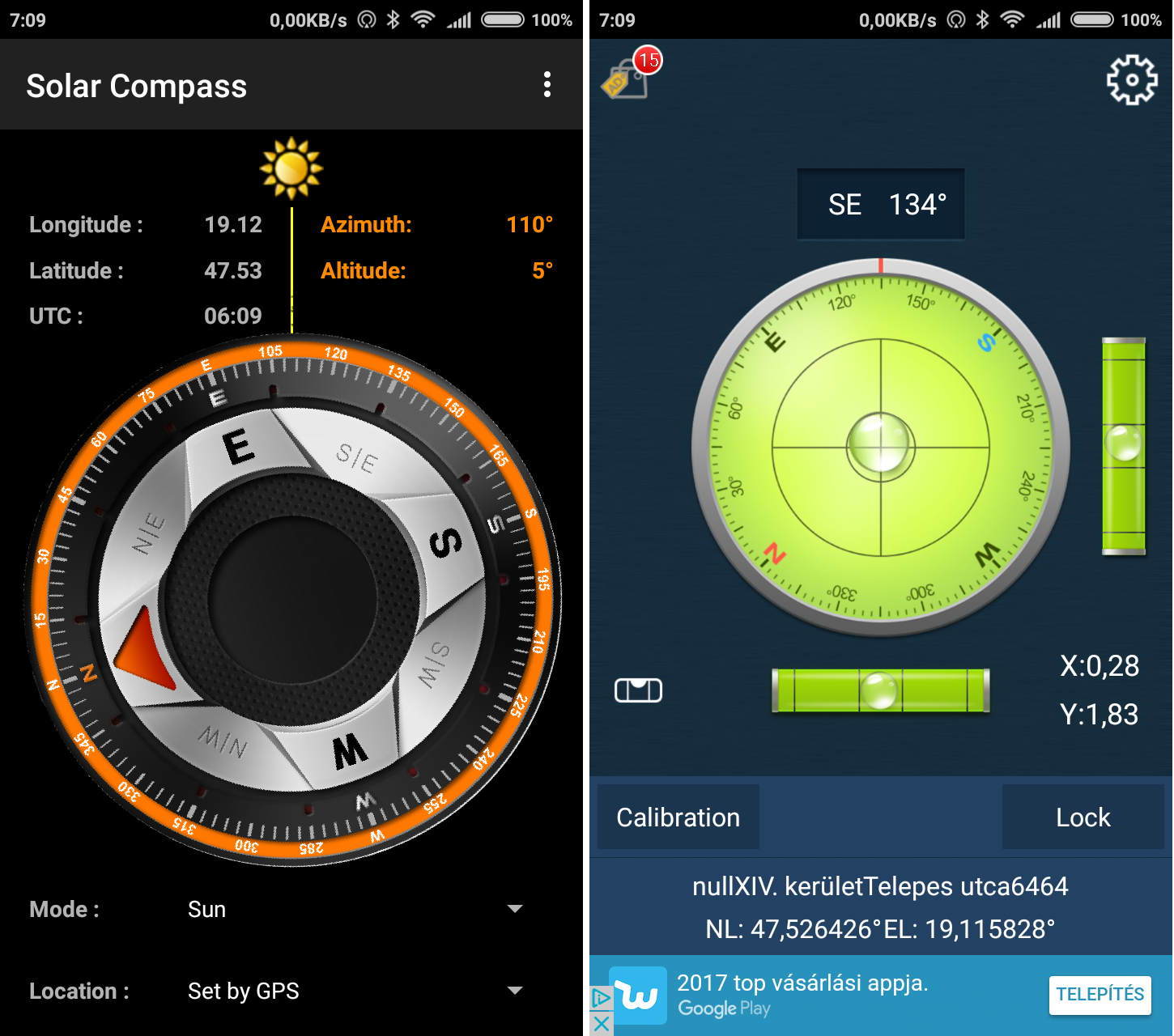 screenshot solarcompass compass